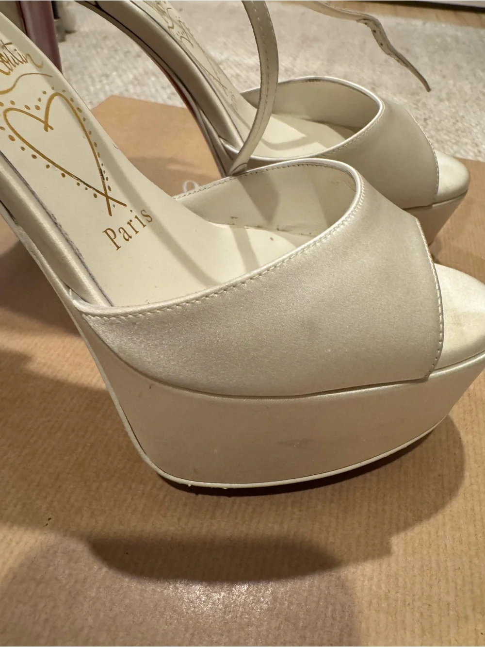 Used Christian Louboutin Sandaloo Silk Satin Platform Sandal